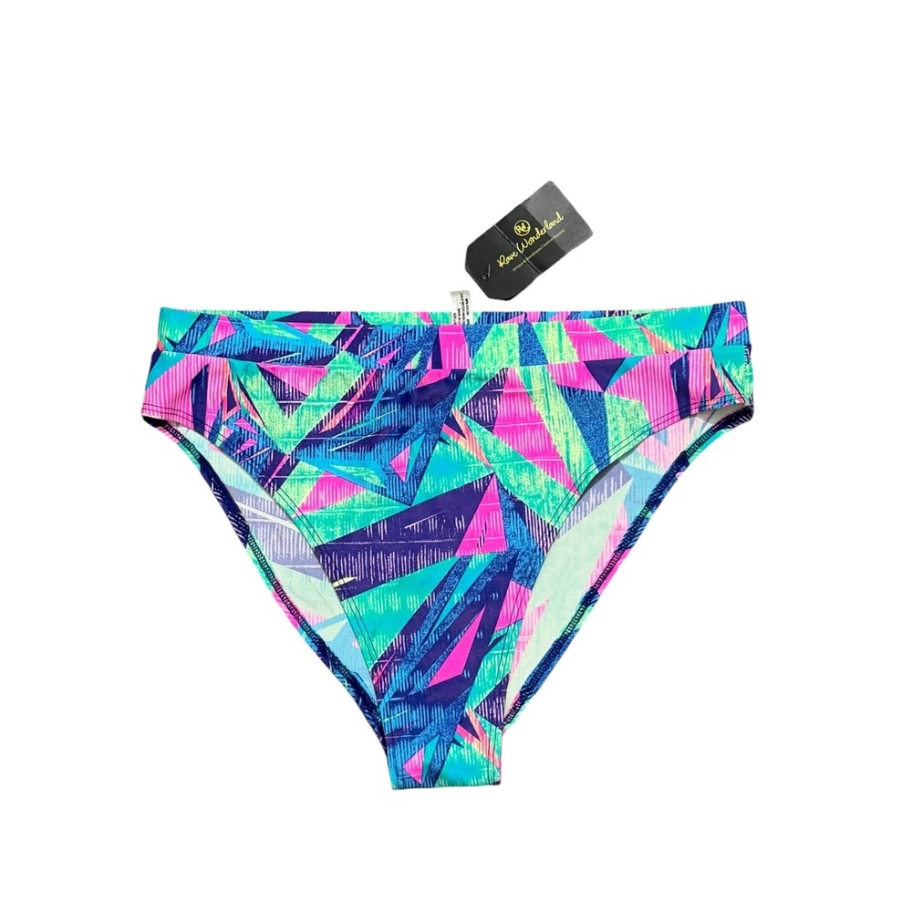 Rave Wonderland Rave Neon Geometric High Waisted Festival Bottoms‎ Size L/XL NWT